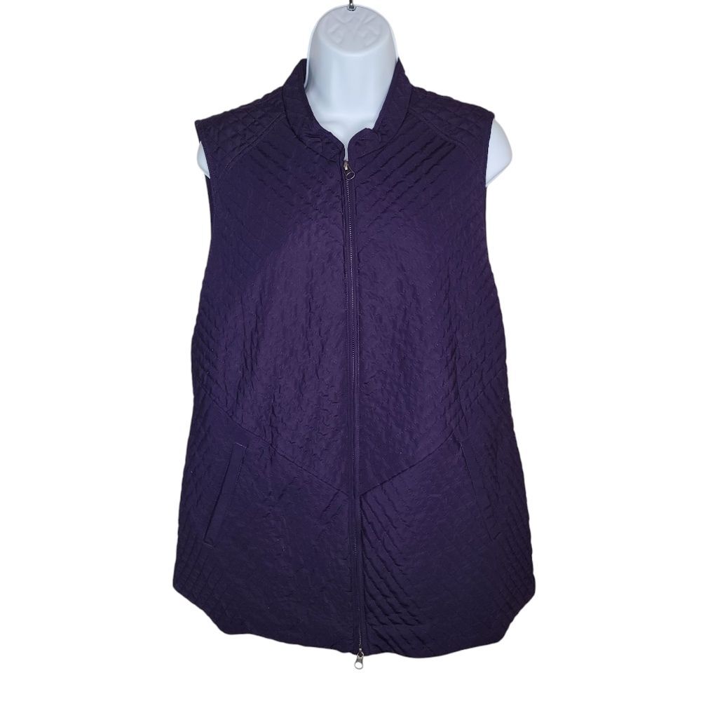 Chico's Purple Quilted Full Zip Vest Size 2 Large